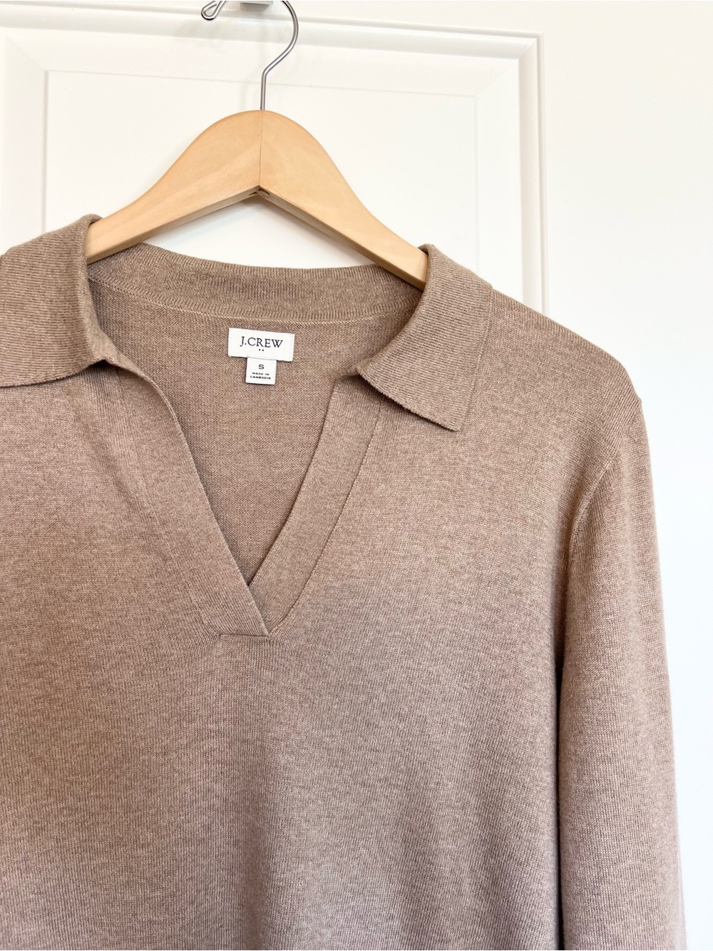 J. Crew cotton tan sweater polo Size S Classic Minimalist Collared sweater Work - Picture 4 of 8